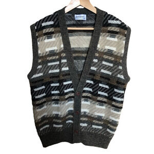 Vintage Wool Mohair Blend Button Up Cozy Sweater Vest Medium